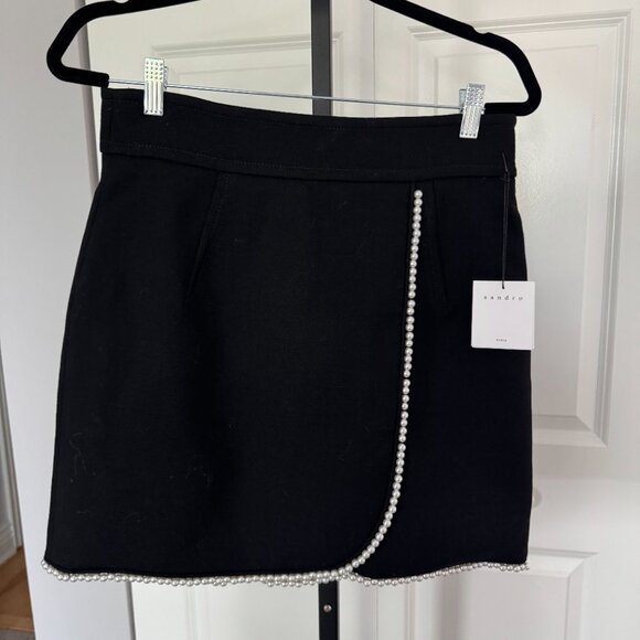 Sandro Pearl-Trimmed Mini Skirt - Picture 2 of 4